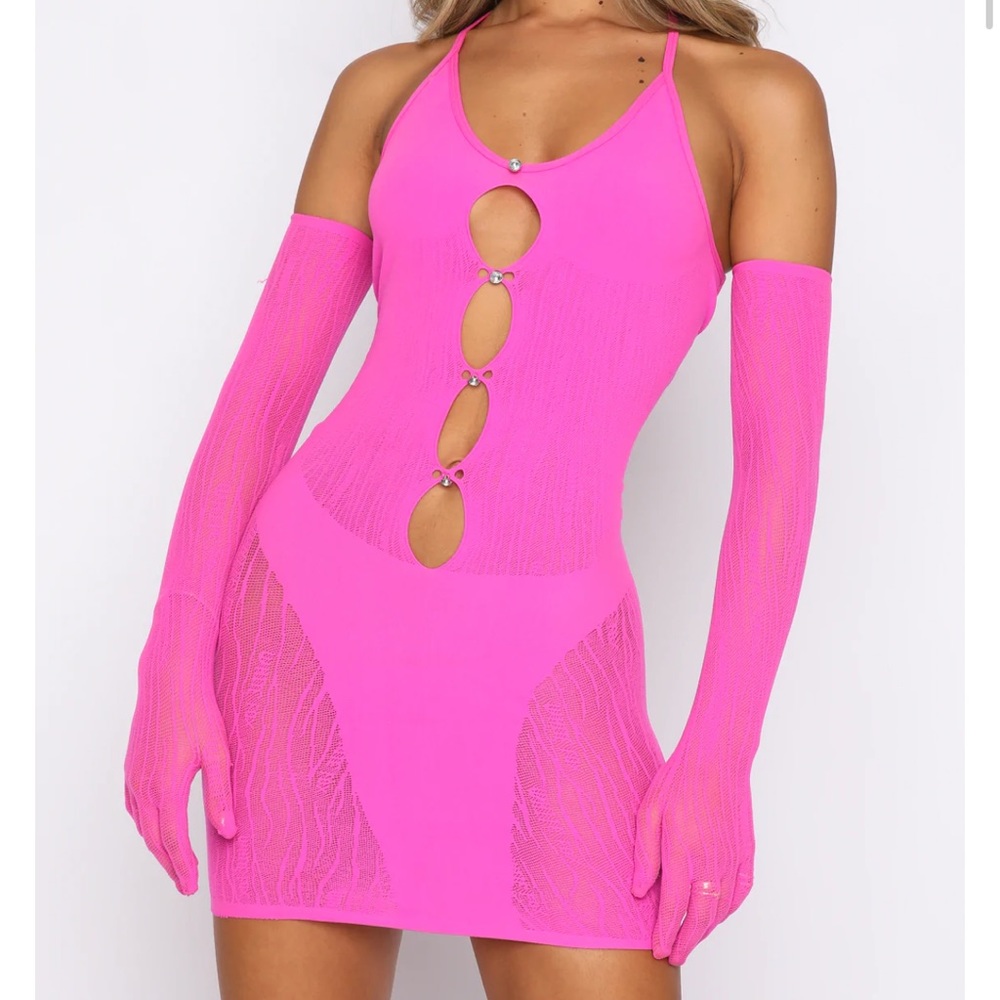 White Fox Link Up Mini Dress Hot Pink